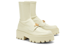 CHARLES&KEITH Small Ck PU Ankle Boots 5.1cm Women"s Black/Chalk White/BLACK TEXTURED Black Textured