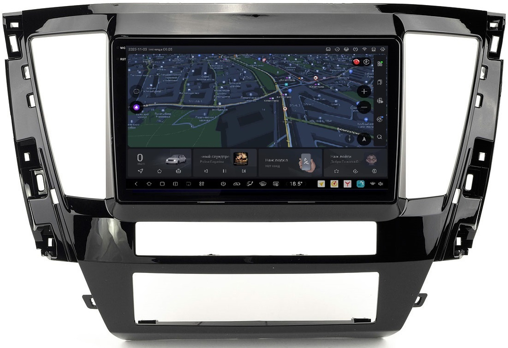 Магнитола для Mitsubishi Pajero Sport 3 2020-2024, Montero Sport (прямоугольный климат, рамка 9) - Carmedia EW-9638-2 QLed+2K, Android 13, UIS7870 (DUDU7), CarPlay, SIM-слот