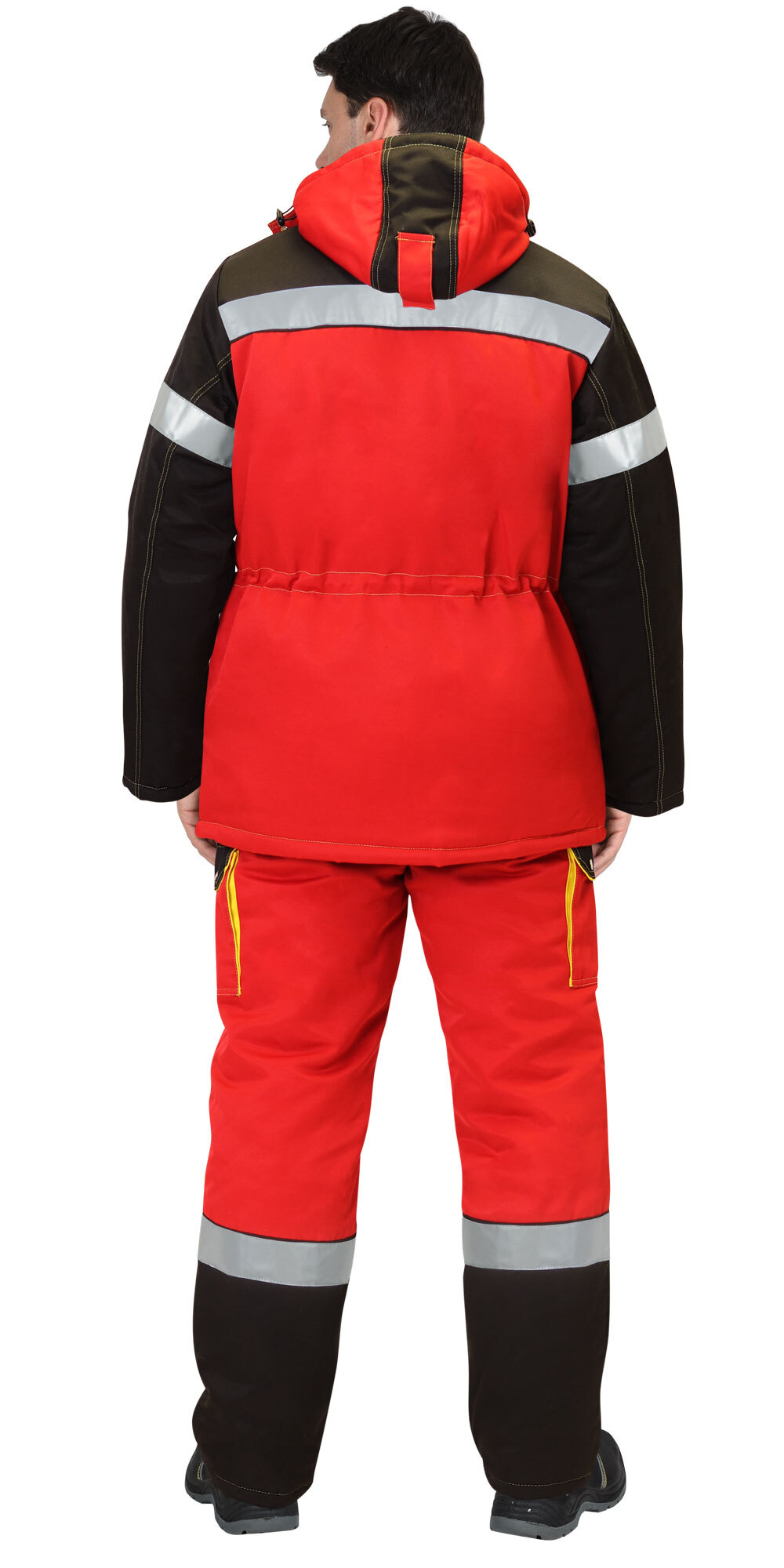 Костюм "Nerss-ТИТАН" куртка дл., п/к. красный с черным и СОП-50мм.