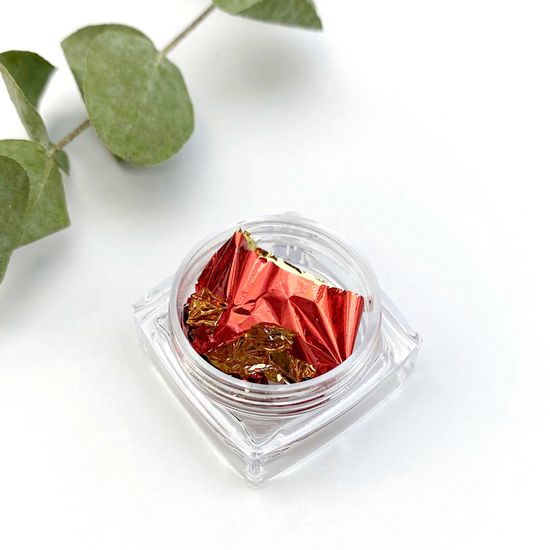 Фольга для дизайна ногтей мягкая (поталь), красная/золотая