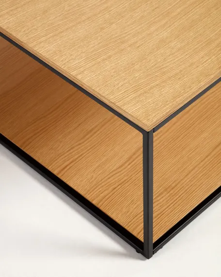 Yoana Журнальный столик из дубового шпона и черного металла 80 x 80 см