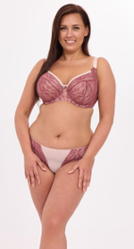 Бюстгальтер plus size с мягкой чашкой из гипюра с люрексом (Размер: 85I) (Цвет: светло-бордовый)