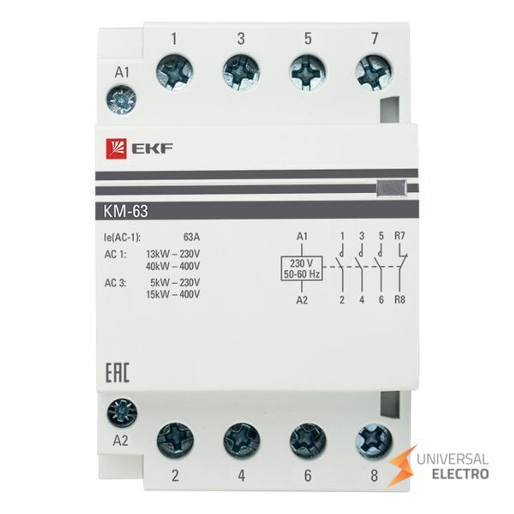 Контактор модульный КМ 63А 3NО+NC (3 мод,) EKF PROxima