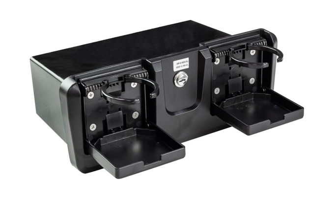 Ящик для мелочей врезной, с замком и складными подстаканниками, черный