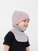 Шапка вязаная хлопковая ТВИНС(Пудра, Св.серый)
