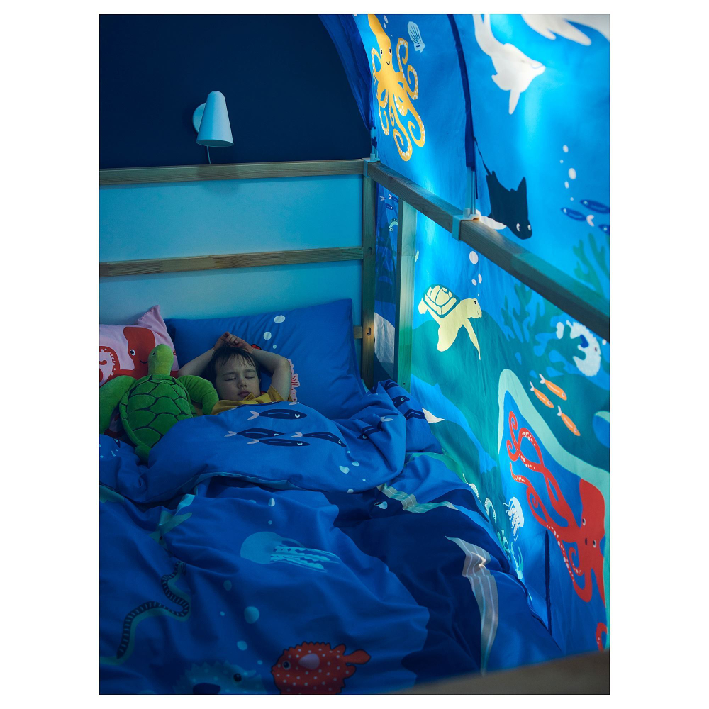 Комплект постельного белья IKEA BLAVINGAD (БЛОВИНГАД), Детский, Синий с рисунком, 150х200, 50х80 см