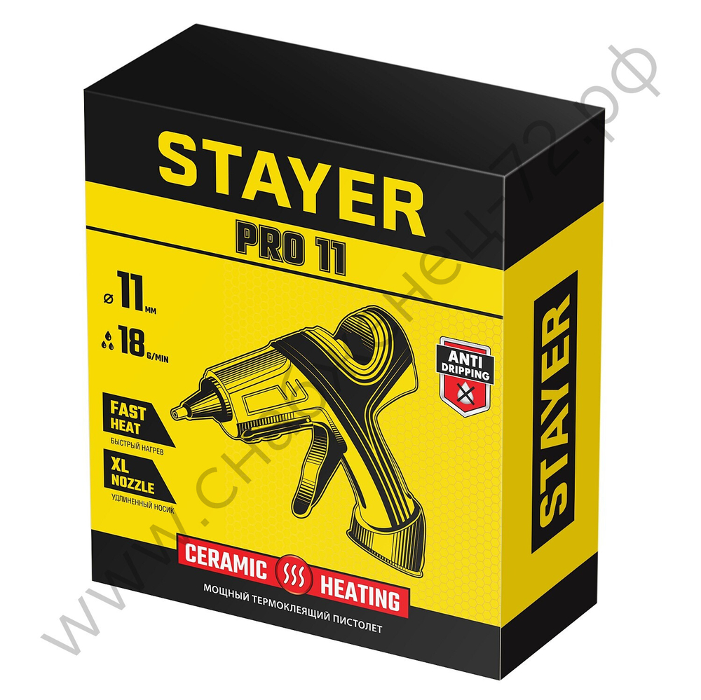 STAYER PRO 11, d11 мм, 18 г/мин, Пистолет термоклеевой электрический (0681-20)