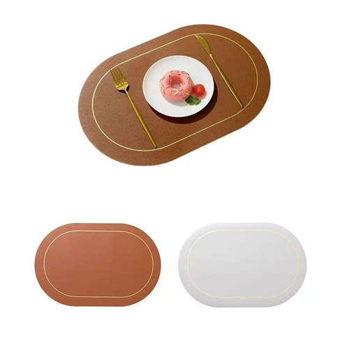 Двухсторонняя сервировочная салфетка,овал, коричневый-серый