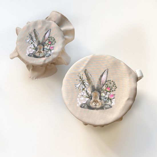 Текстильная крышка "Кролик в цветах", 18 см