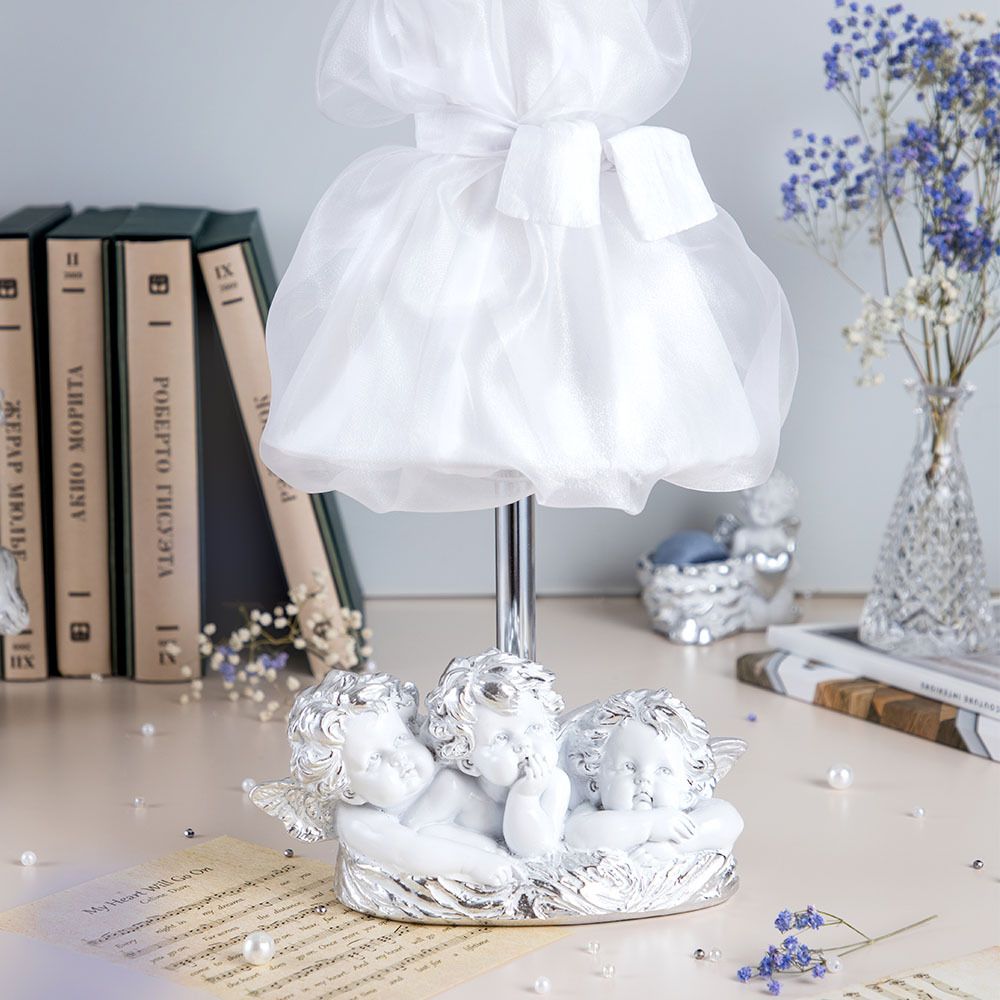Настольная лампа Весёлые Купидоны Сильвер Мадлен Белый