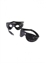 Черная маска с отстегивающимися шорами, из натуральной кожи, с велюровой отделкой Le Frivole (Цвет: черный)