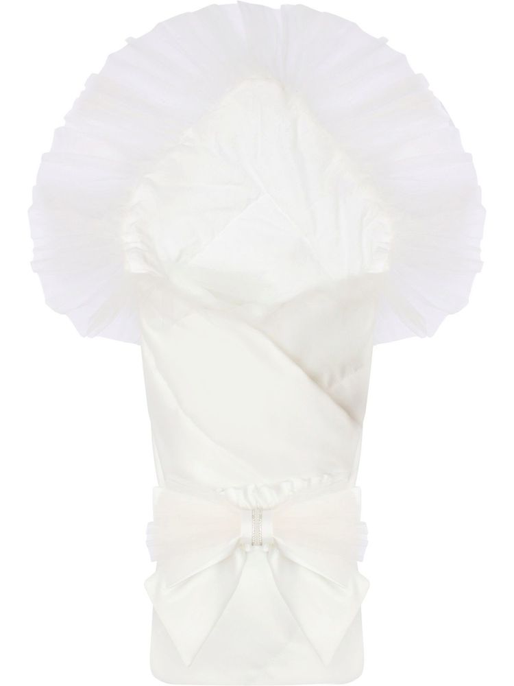 Зимний конверт-одеяло на выписку &quot;Бабочка&quot; белый с фатином