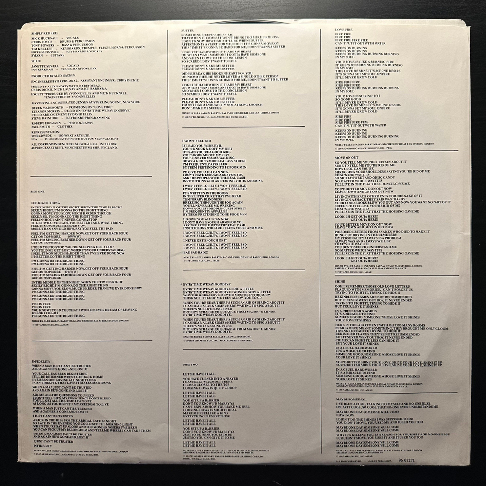 Simply Red - Men And Women (Канада 1987г.)