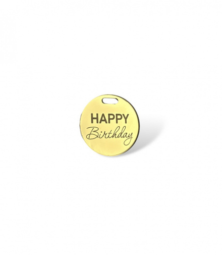 Бирка акриловая "Happy Birthday №1" 4 см., золото (5шт./упак.)