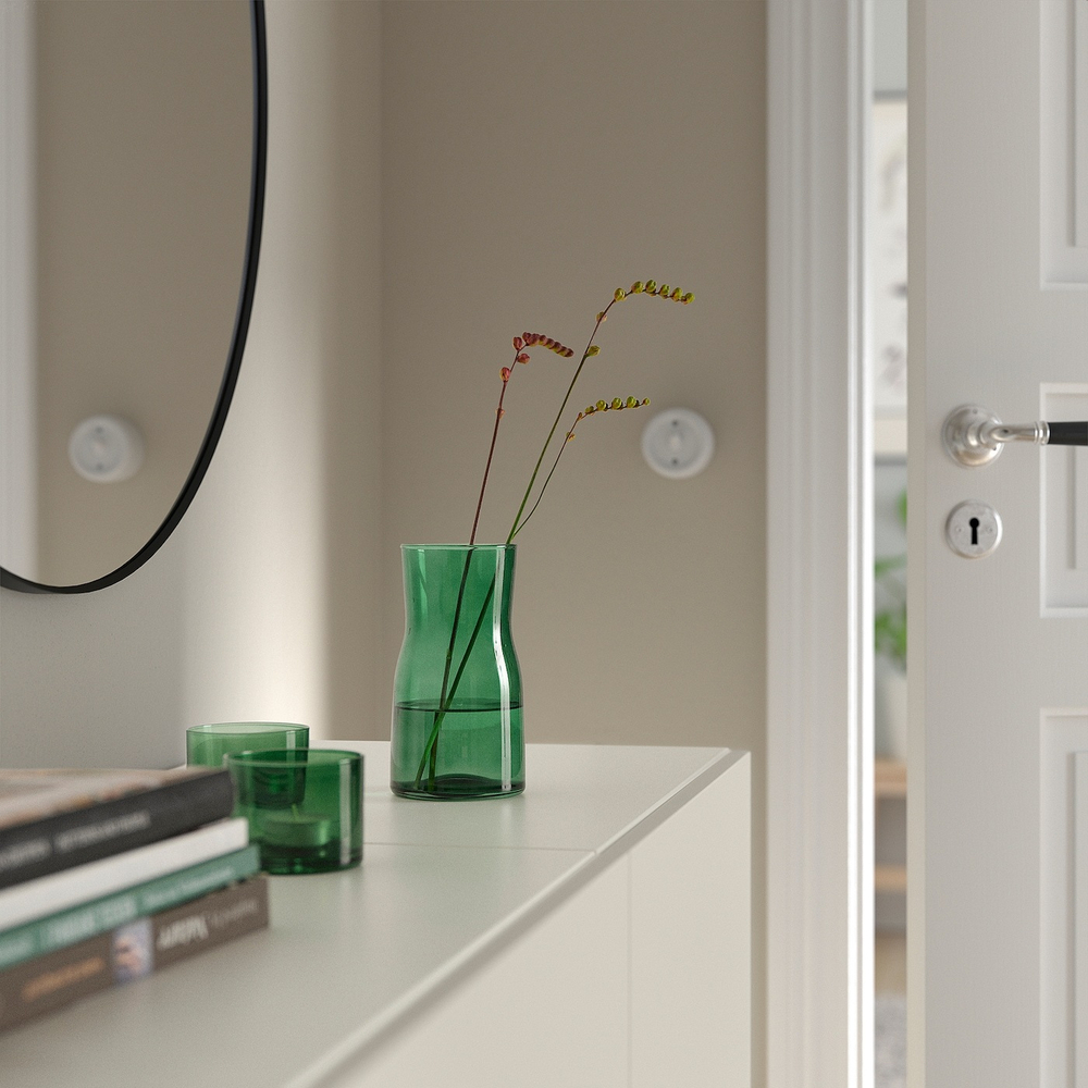 Ваза IKEA TIDVATTEN (ТИДВАТТЕН), Зеленый, 17 см