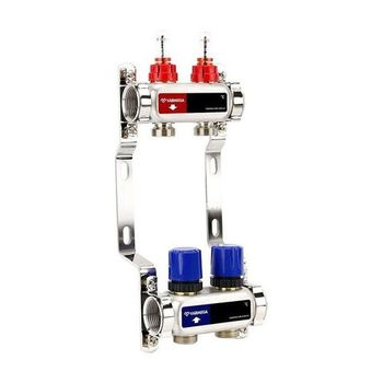 Коллектор из нерж. стали с расходомерами и регулирующими клапанами 1", 2 x 3/4"EK