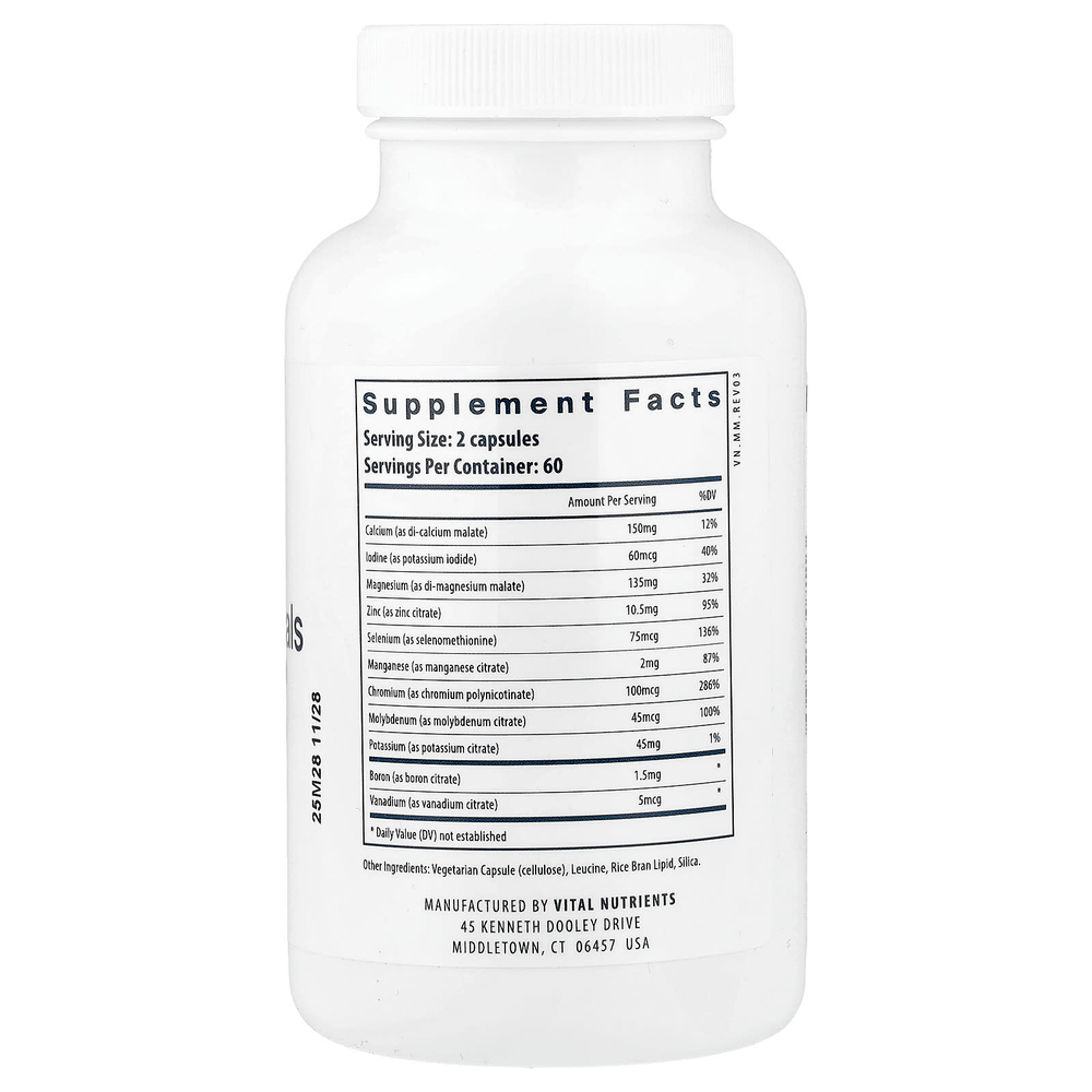 Vital Nutrients, Мультиминералы (без меди и железа), 120 веганских капсул