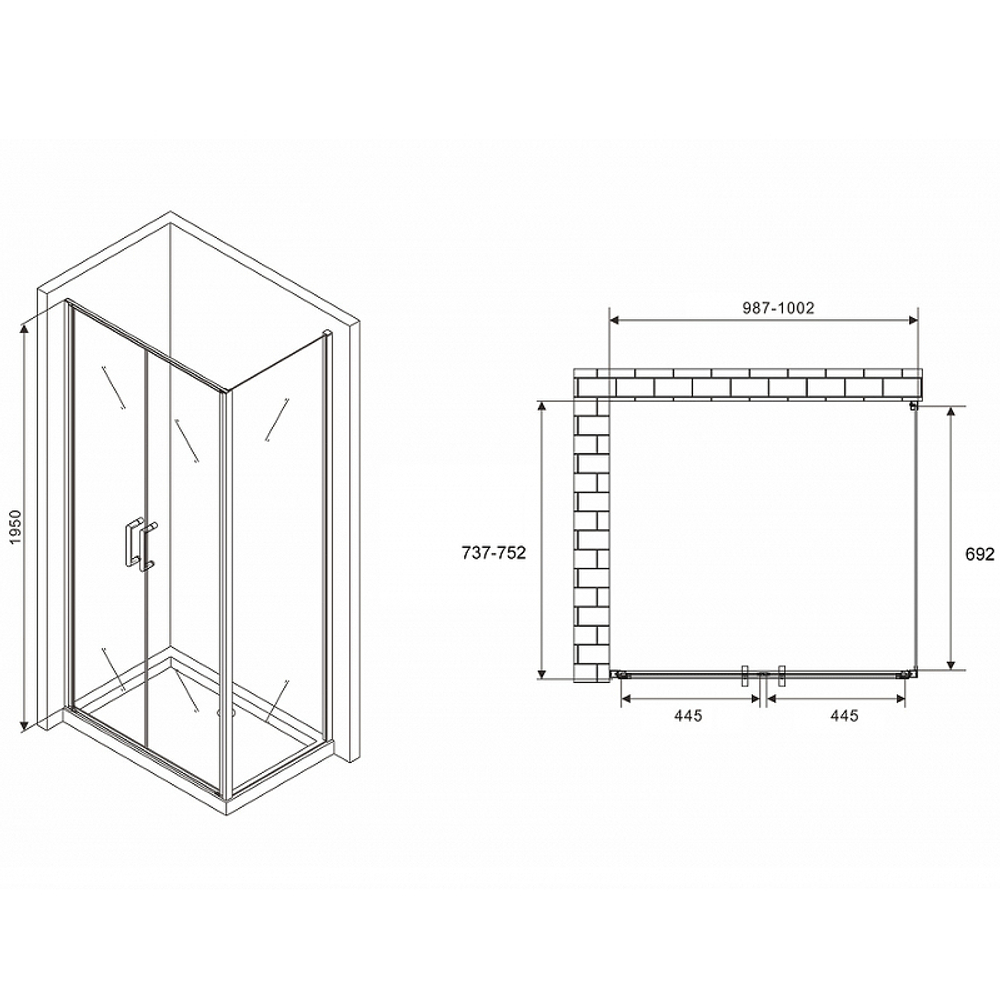 Душевой уголок Abber Sonnenstrand 100x75 AG04100C-S75 профиль Хром стекло прозрачное