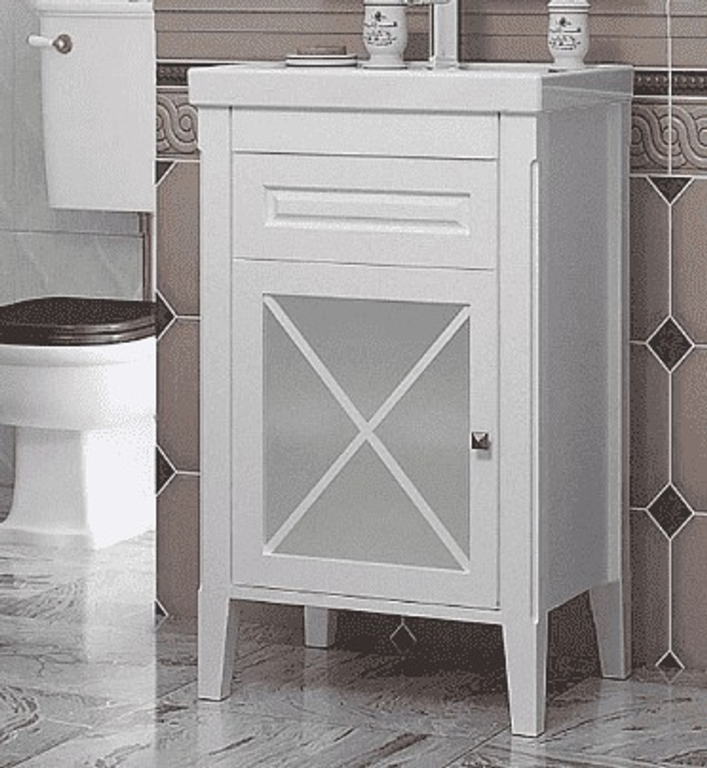 Тумба Палермо 50, вар 2, цвет белый, правая (раковина FRAME)