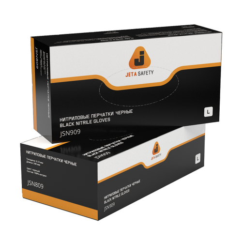 JETA SAFETY Перчатки нитриловые, толщина 0,15мм черные L, 1пара. (уп.100шт.)
