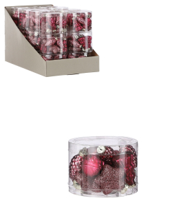 Набор елочных игрушек 14шт House of Seasons Шишка/Звезда/Елка Ягодный смузи в прозрачной коробке