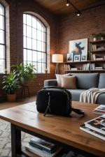 Сумка женская из экокожи с вельветом чёрная QOZA