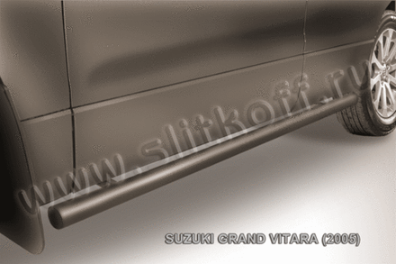 Пороги стальные Suzuki Grand Vitara (2005-2008) d57 труба (серебристые)