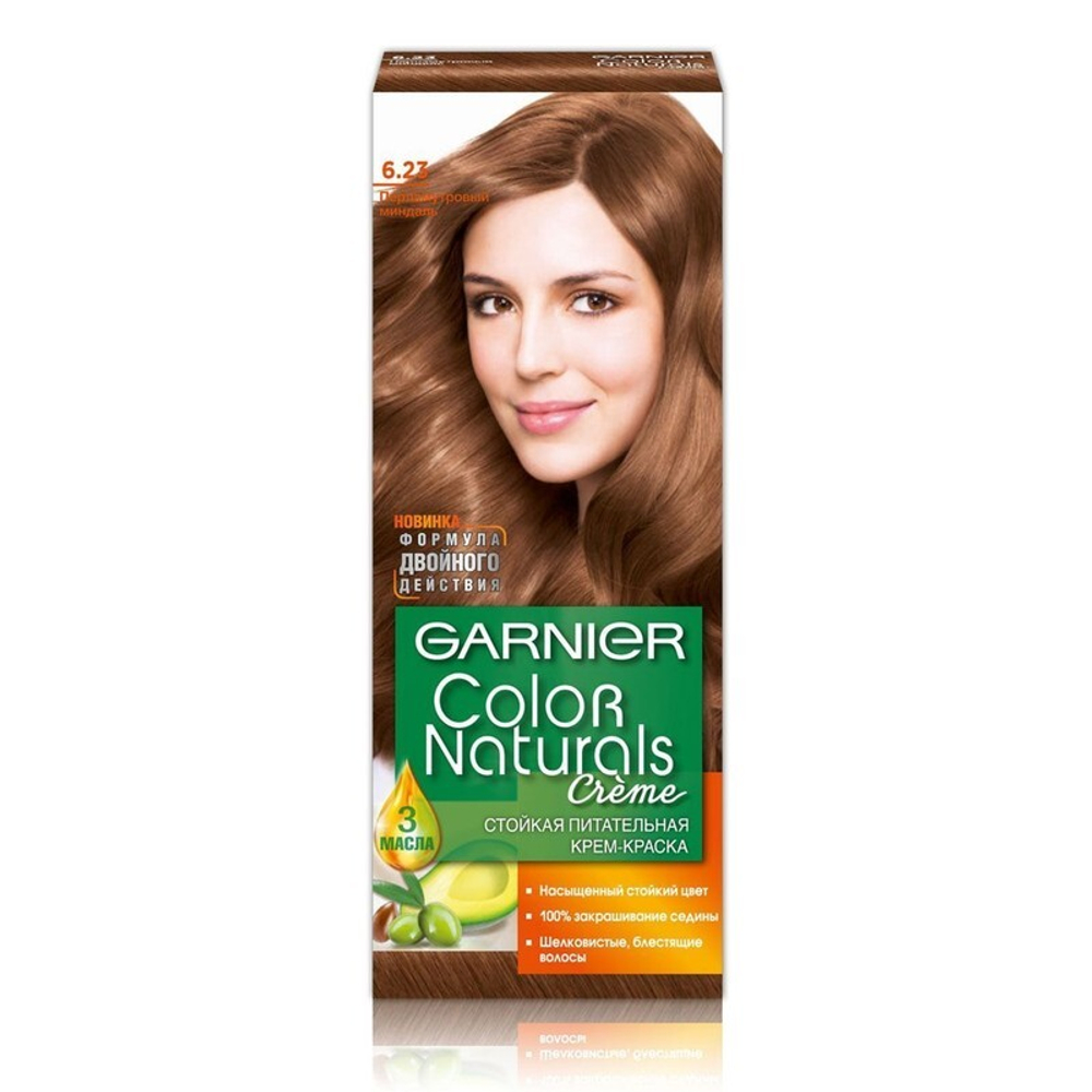 Garnier Краска для волос Color Naturals, тон №6.23, Перламутровый миндаль, 60/60 мл