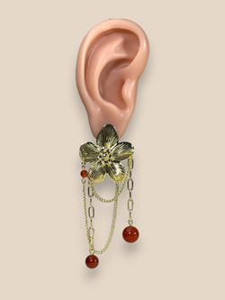 Серьги Сакура с сердоликом