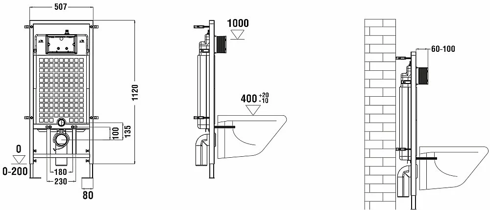 Унитаз с инсталляцией WeltWasser MARBERG 507 + MERZBACH 043 MT-BL + MAR 507 RD GL-WT