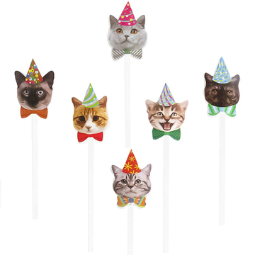 Топперы «Котики» фотографичные 14,5 см, 6 шт