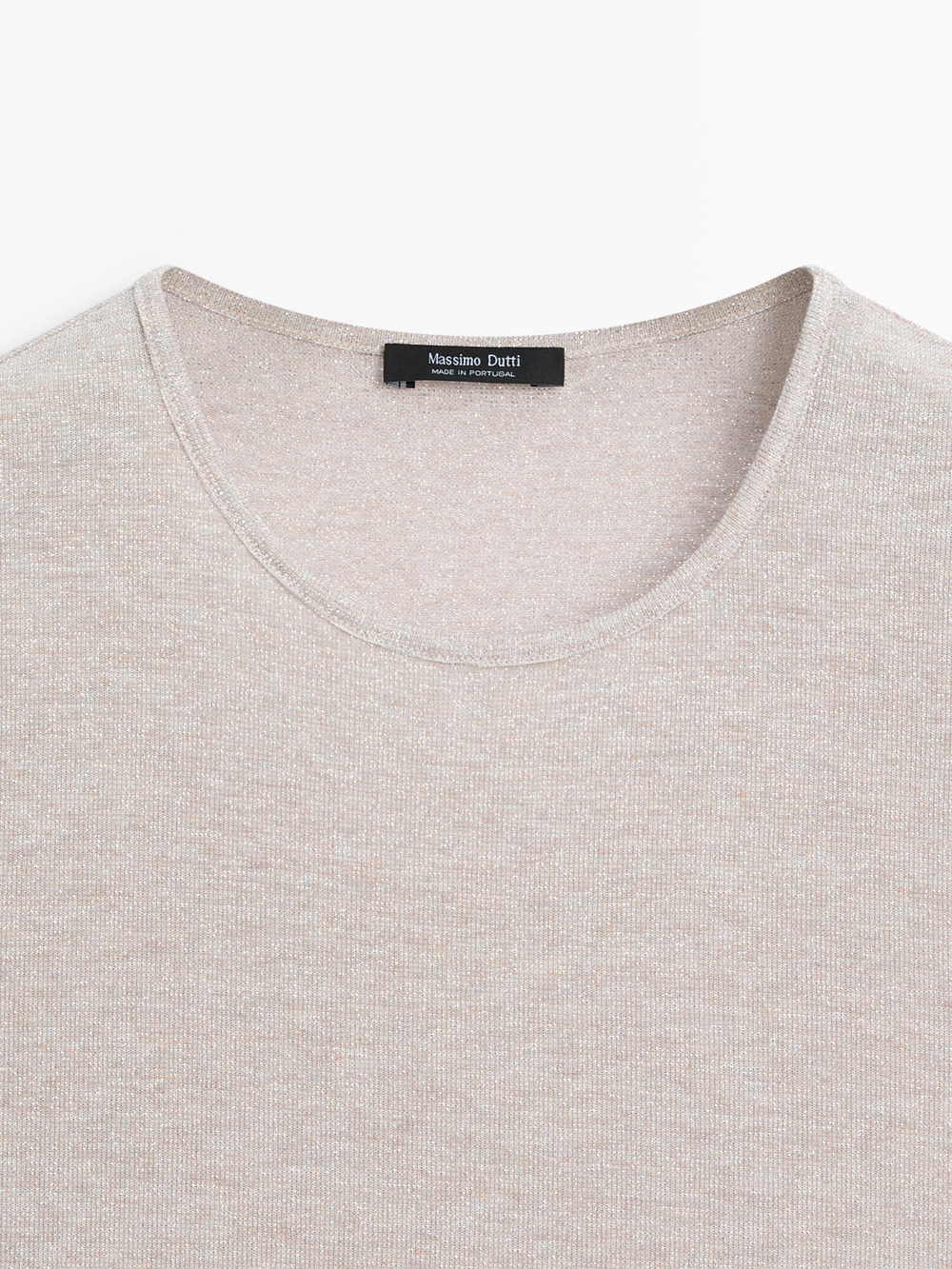 Massimo Dutti Футболка с блестящей отделкой, серебряный