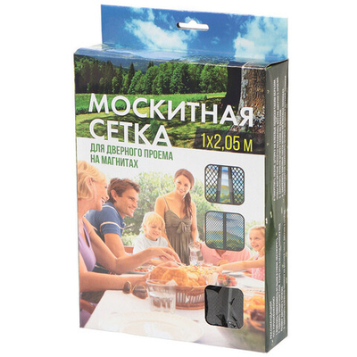 Сетка москитная для двери, 1х2.05 м, на магнитах, липучка, чер, коробка