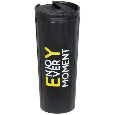 Термокружка нерж, 0.45 л, Daniks, чер, SL-NT014E-BLK-logo1
