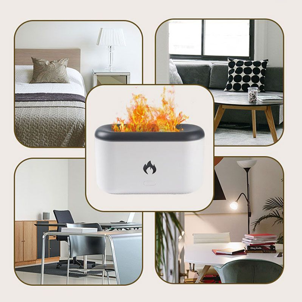 Светильник с увлажнителем эффект камина Flame Diffuser, белый