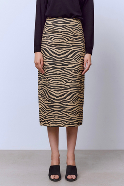 Юбка из легкого денима с анималистичным принтом