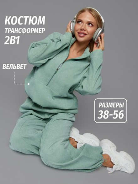 Штаны спортивные женские микровельвет фисташковые