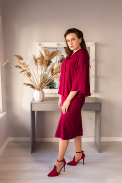 Жакет без подклада 3047АЕА, бордовый #75Б043047АЕ