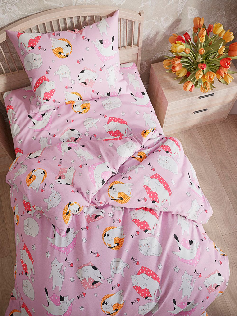 Простынь на резинке бязь Сказка "Лола" 90x200 см