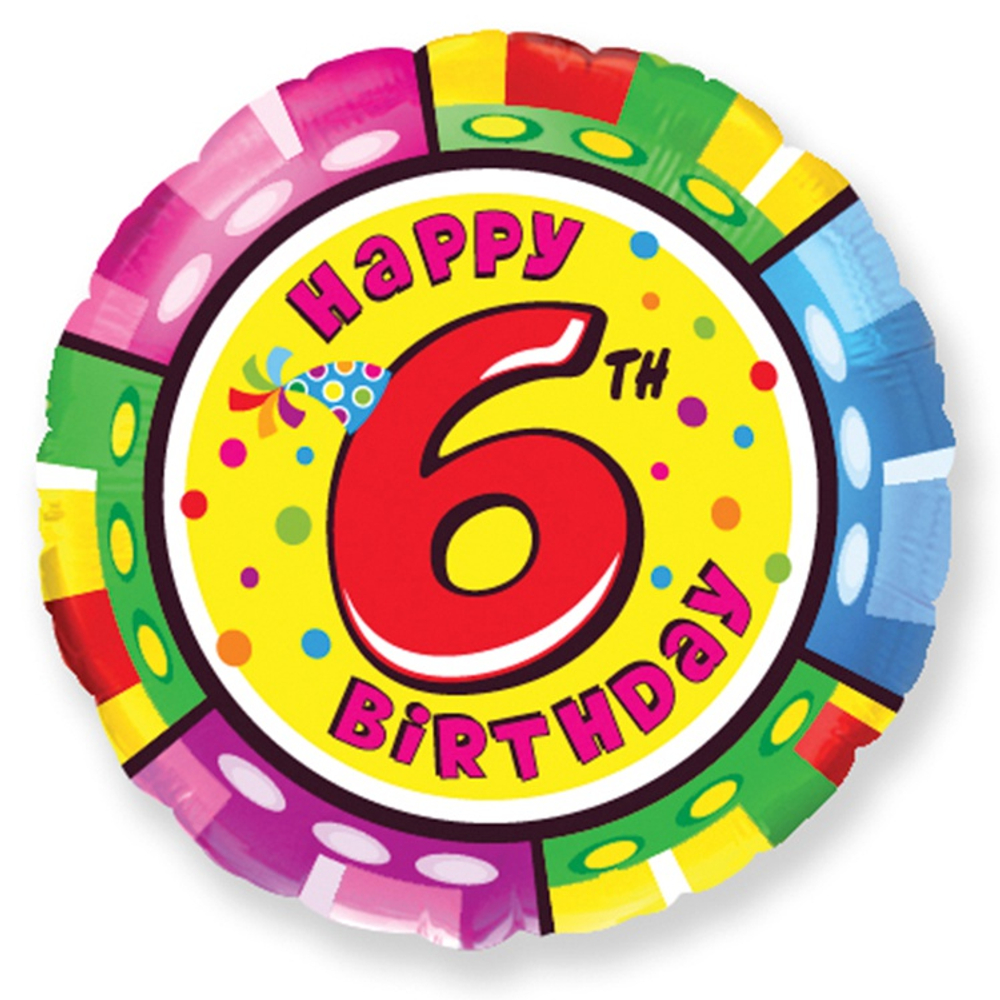 Шар Фольгированный Цифра 6 (Ассорти)