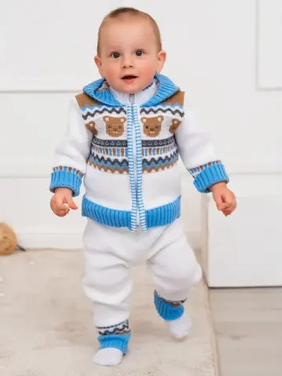 Костюм вязаный для малышей для новорожденных "Мишки"