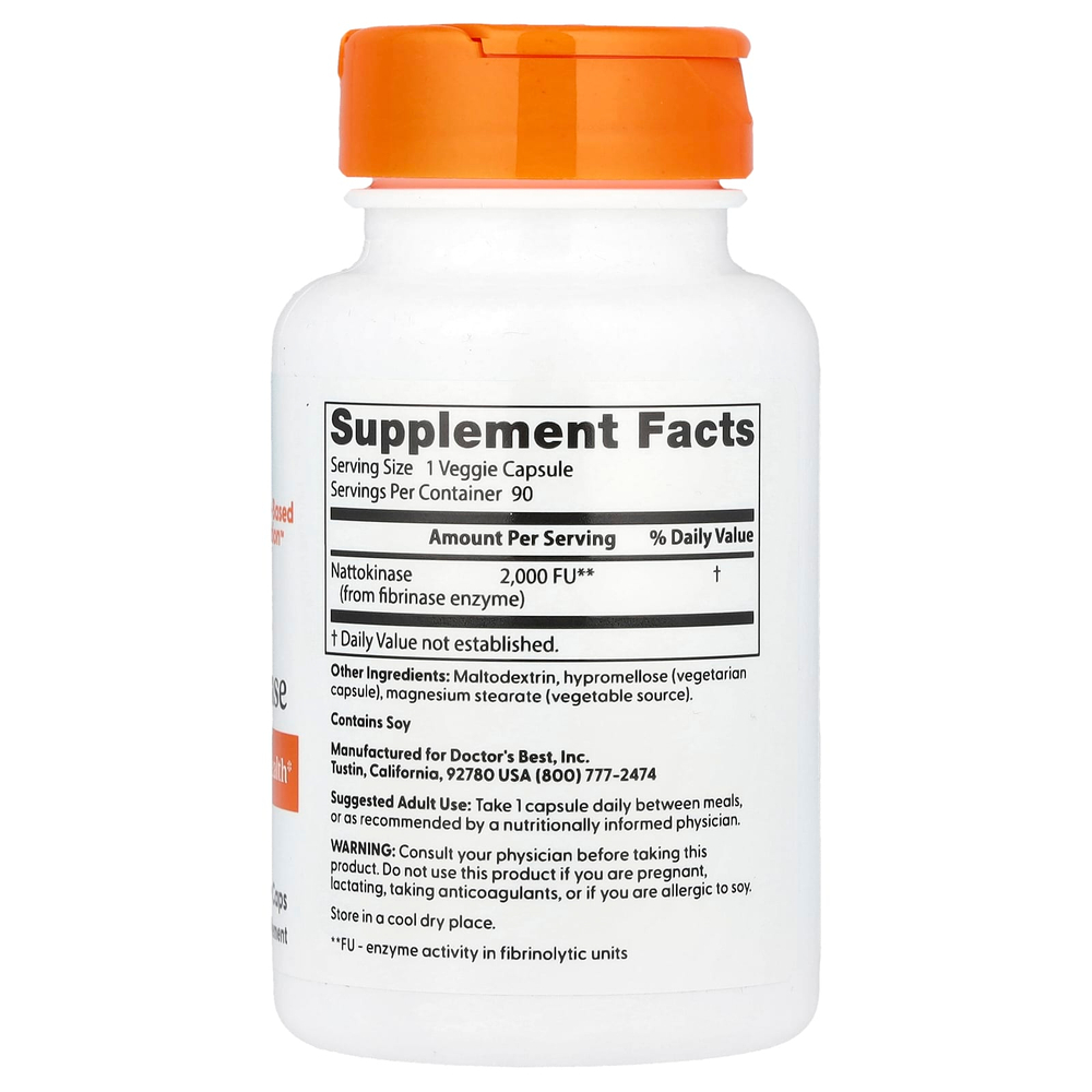 Doctor's Best, наттокиназа, 2000 FU, 90 растительных капсул