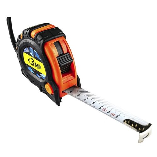 Рулетка 3 м 19 мм обрезиненный корпус, 3 фиксатора BAUHOW