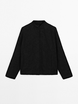 Massimo Dutti Бомбер оверсайз из 100% хлопка, черный