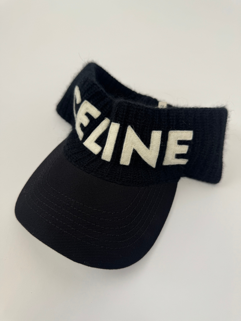 Козырек Celine Black Logo Embossed Wool Detailed Cap