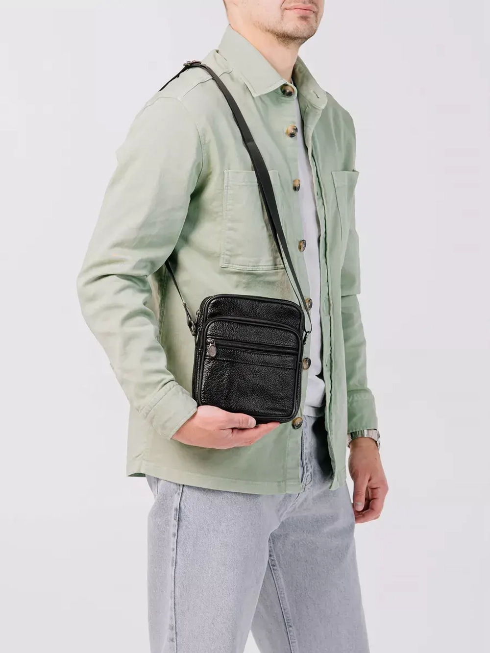 Сумка через плечо кожаная барсетка