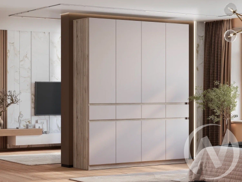 Шкаф 4-х створчатый ШК-13 Прихожая Багира (дуб смоки/кашемир)