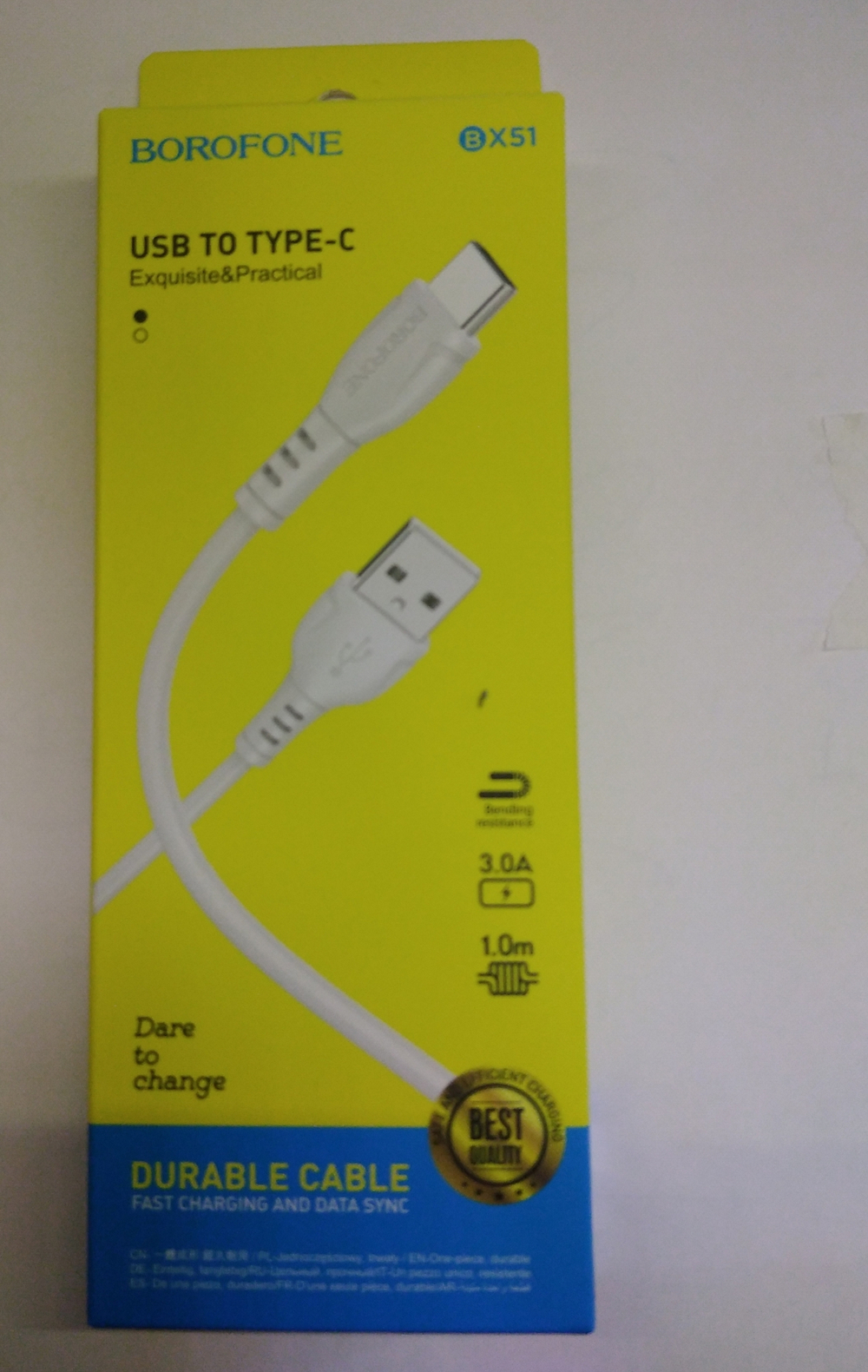 Кабель USB - Type-C Borofone BX51 (3A) Белый