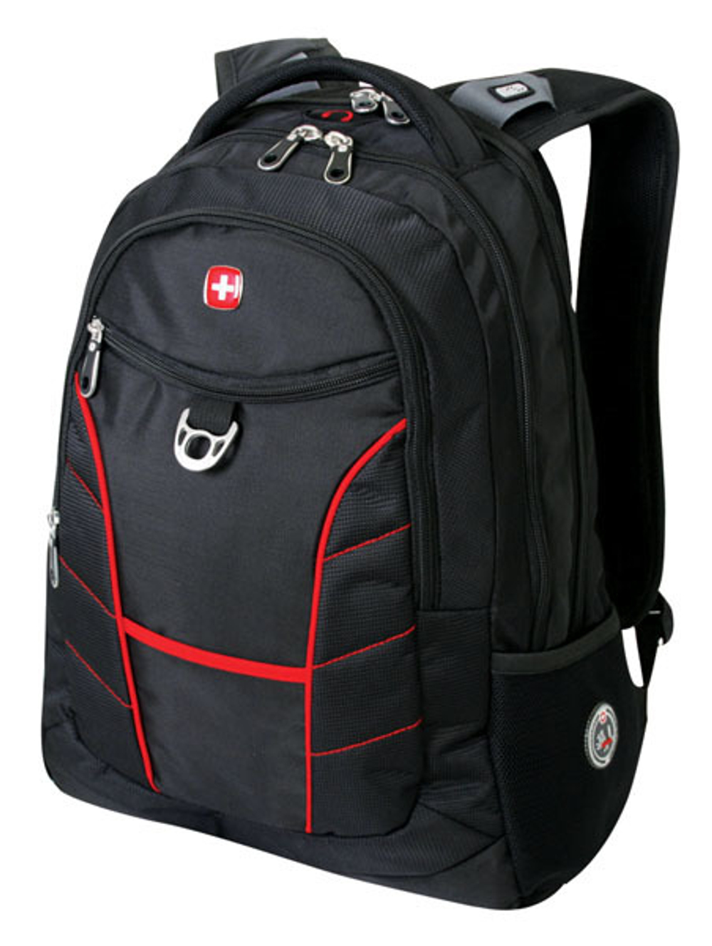 Городской рюкзак чёрный с красным 33 л с отверстием для наушников WENGER 1178215
