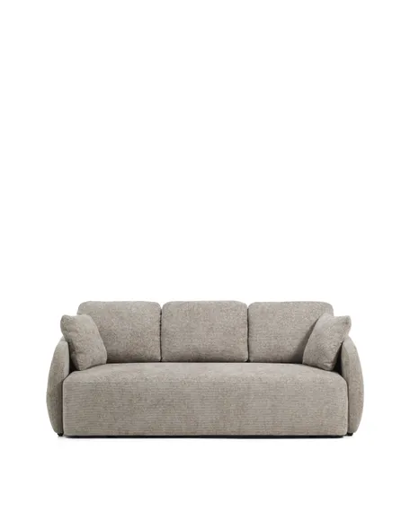 Трехместный диван-кровать Laira из бежевой синели, 218 см